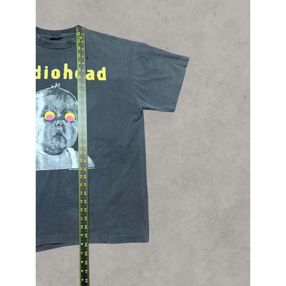 Vintage 1993 Radiohead Pablo Honey Tour T-Shirt Brockum Cut Tag Sun Faded Black - Picture 5 of 10
